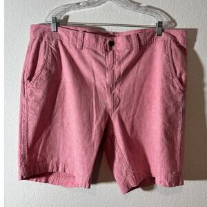 St. John's Bay Men's Size 44 Cotton Linen Blend Pink Flat Front Chino Shorts
